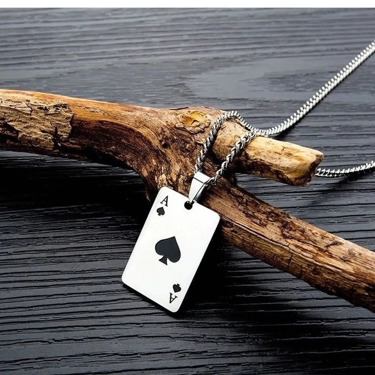 Hip-Hop Poker Alloy Titanium Steel Enamel Men'S Pendant Necklace