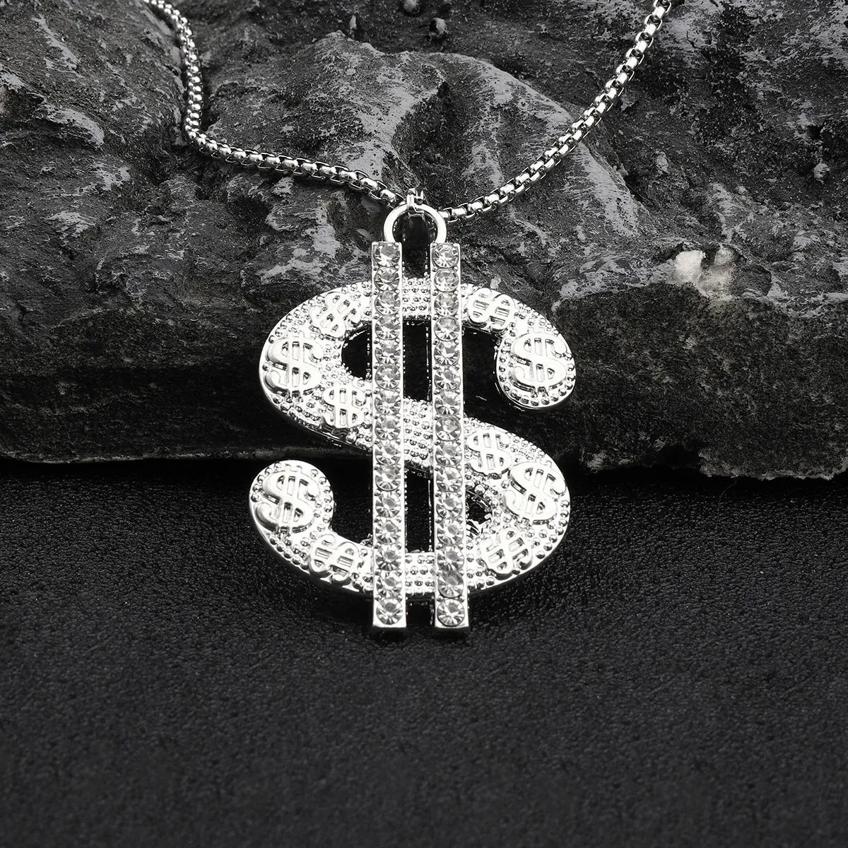 Hip-Hop Robot Mahjong Poker Zinc Alloy 201 Stainless Steel Inlay Rhinestones Men'S Pendant Necklace