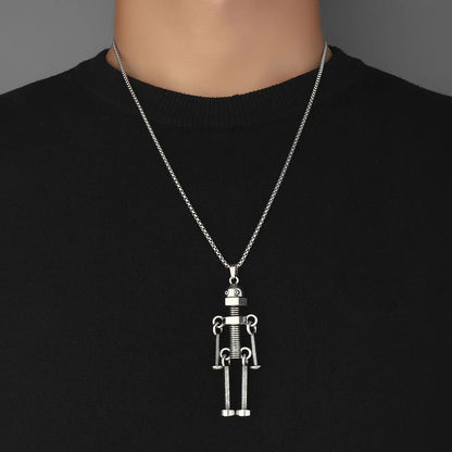 Hip-Hop Robot Mahjong Poker Zinc Alloy 201 Stainless Steel Inlay Rhinestones Men'S Pendant Necklace