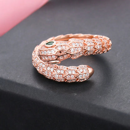 Hip-hop Punk Animal Snake Metal Inlay Zircon Rose Gold Plated White Gold Plated Unisex Open Ring