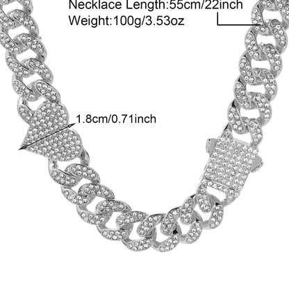 Hip-Hop Punk Chain Necklace Zinc Alloy Three-Dimensional Diamond Rhinestones Men'S Necklace