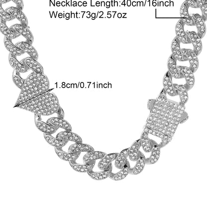 Hip-Hop Punk Chain Necklace Zinc Alloy Three-Dimensional Diamond Rhinestones Men'S Necklace