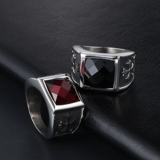 Hip-Hop Punk Cool Style Cross 304 Stainless Steel Polishing Inlay Zircon Men'S Rings