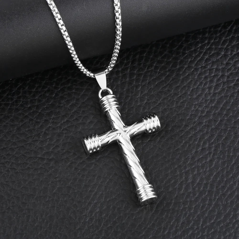 Hip-Hop Punk Cool Style Cross Stainless Steel Alloy Plating Unisex Pendant Necklace Long Necklace