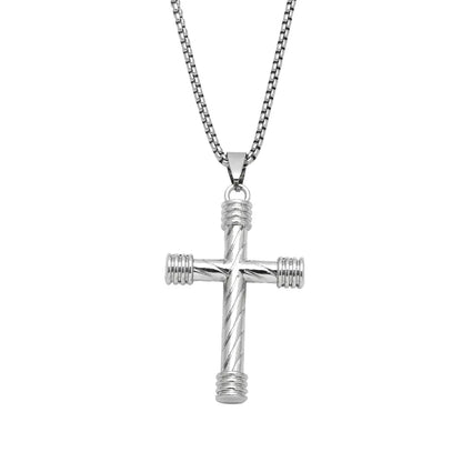 Hip-Hop Punk Cool Style Cross Stainless Steel Alloy Plating Unisex Pendant Necklace Long Necklace