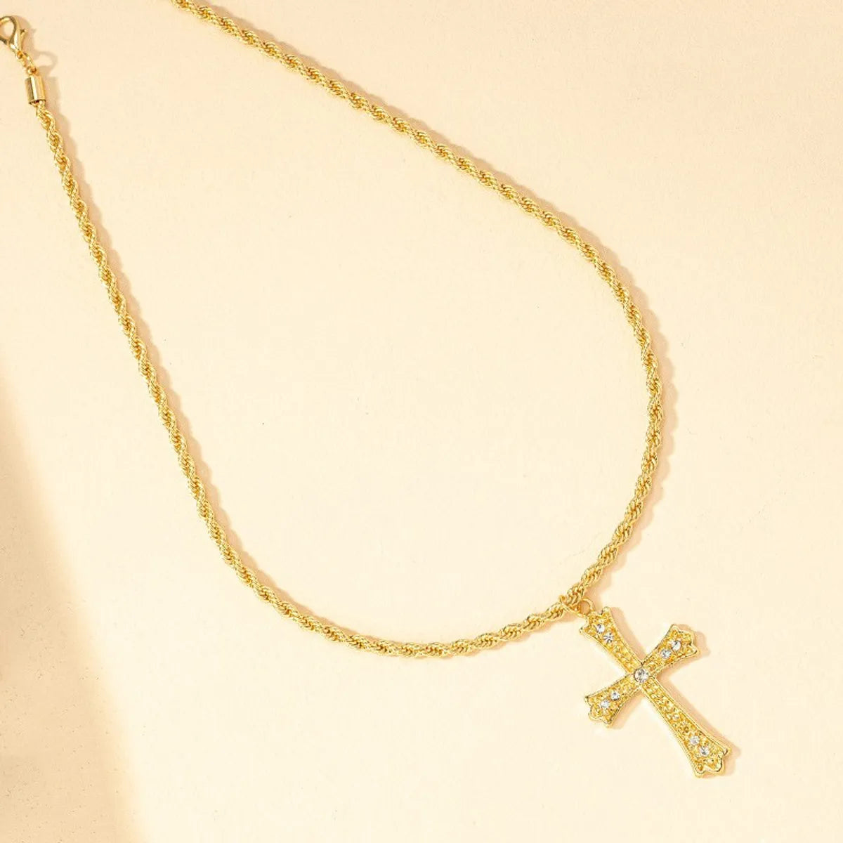 Hip-Hop Punk Cross Alloy Ferroalloy Plating Inlay Zircon 14k Gold Plated Silver Plated Unisex Pendant Necklace