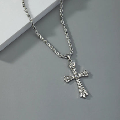 Hip-Hop Punk Cross Alloy Ferroalloy Plating Inlay Zircon 14k Gold Plated Silver Plated Unisex Pendant Necklace