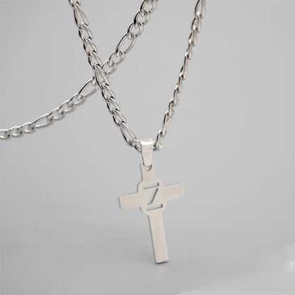 Hip-hop Punk Cross Letter Titanium Steel Pendant Necklace