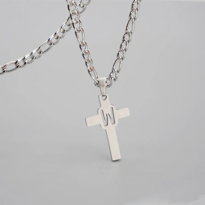 Hip-hop Punk Cross Letter Titanium Steel Pendant Necklace