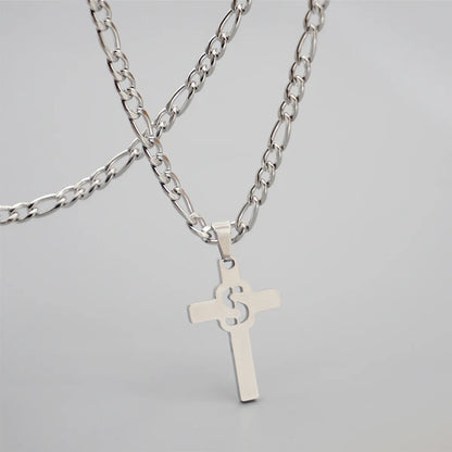 Hip-hop Punk Cross Letter Titanium Steel Pendant Necklace