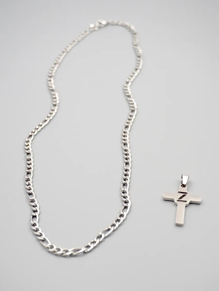 Hip-hop Punk Cross Letter Titanium Steel Pendant Necklace