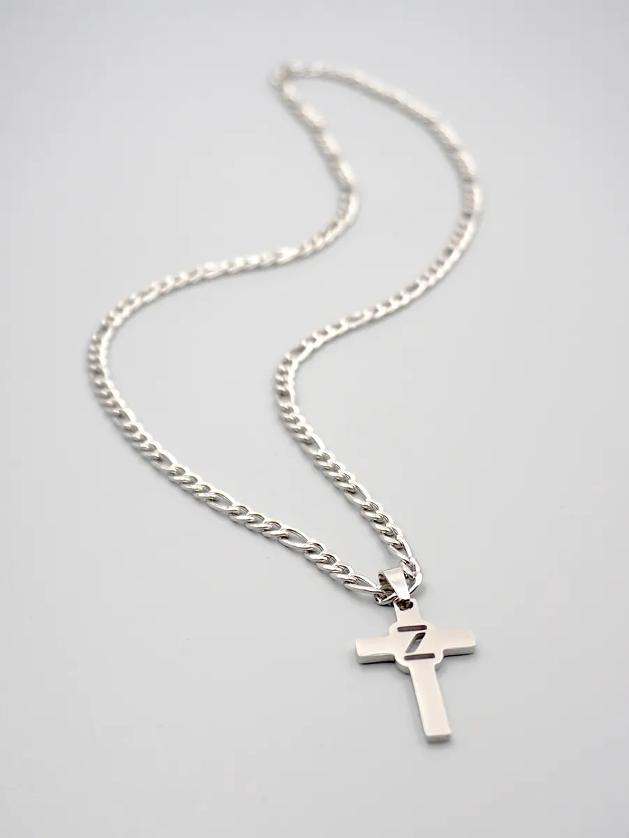 Hip-hop Punk Cross Letter Titanium Steel Pendant Necklace