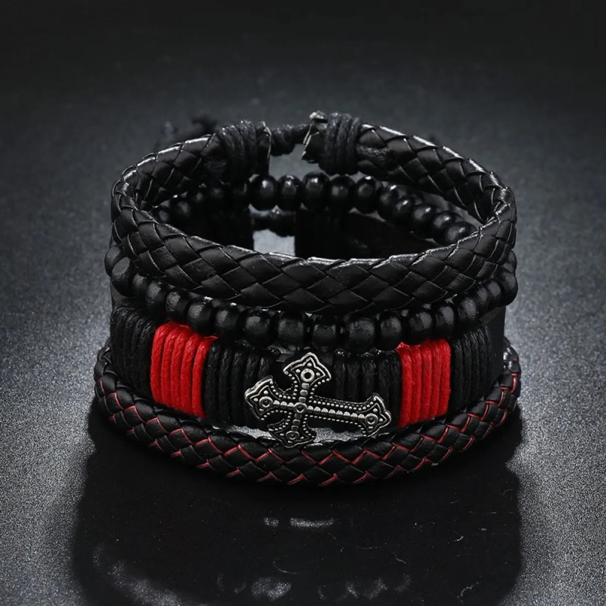 Hip-Hop Punk Cross Pu Leather Unisex Bracelets