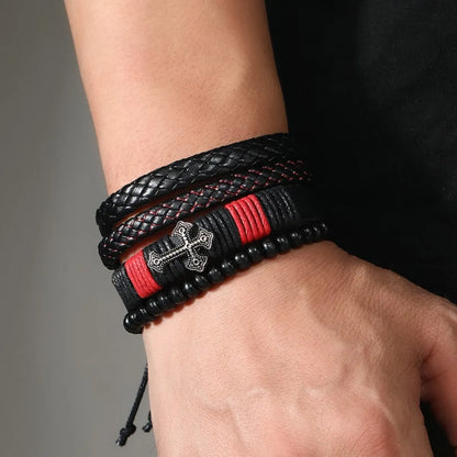 Hip-Hop Punk Cross Pu Leather Unisex Bracelets