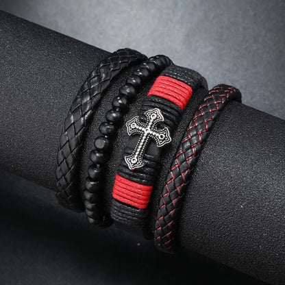 Hip-Hop Punk Cross Pu Leather Unisex Bracelets