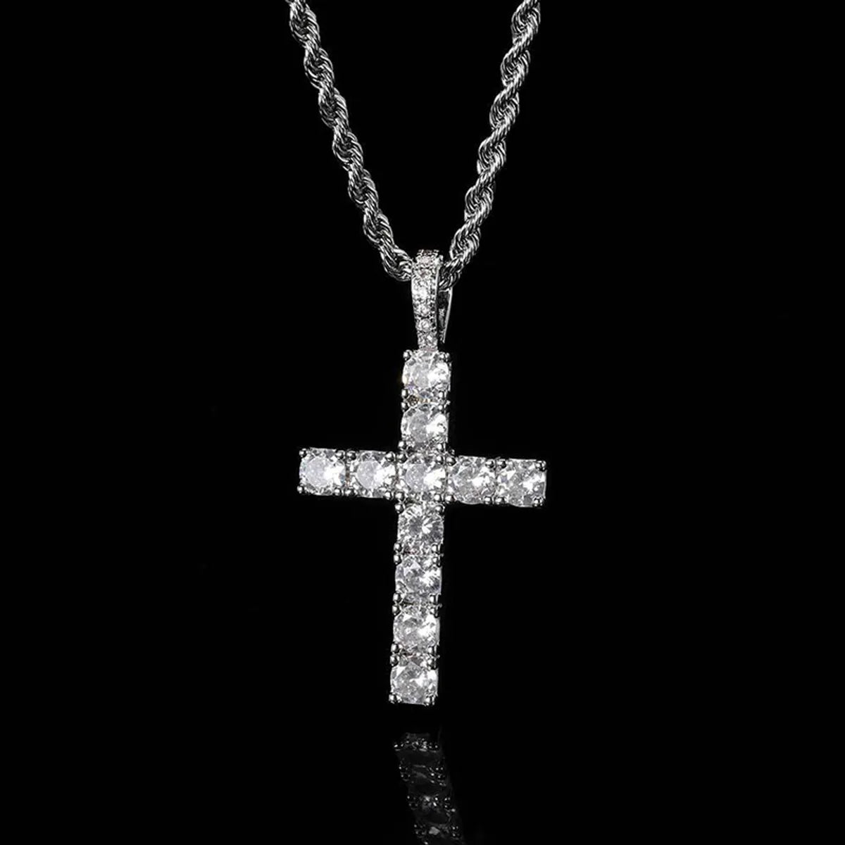 Hip-Hop Punk Cross Titanium Steel Chain Women'S Pendant Necklace