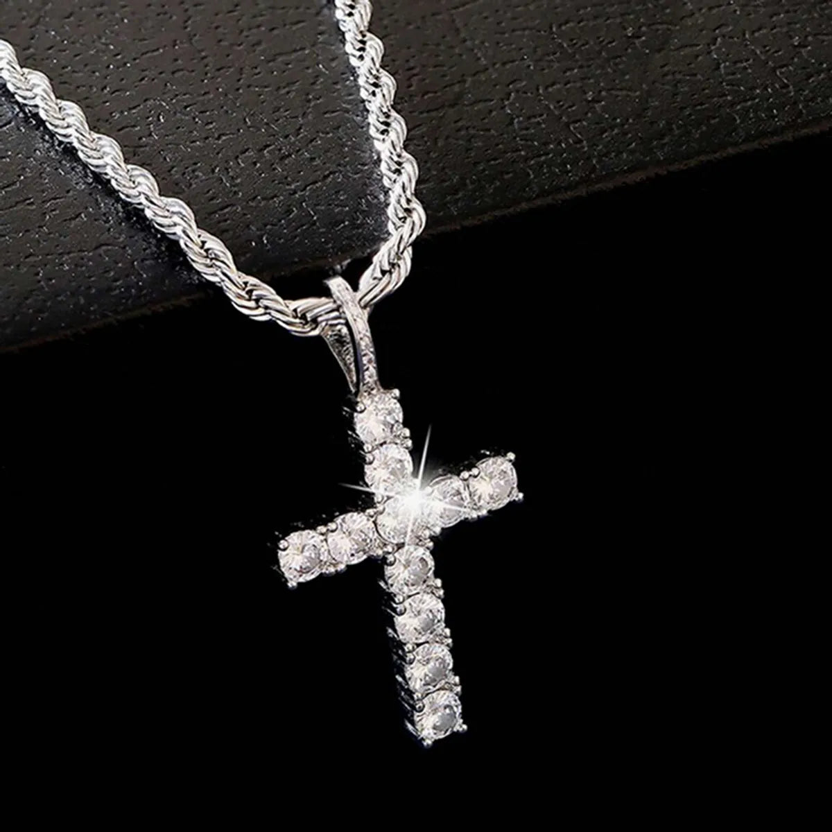 Hip-Hop Punk Cross Titanium Steel Chain Women'S Pendant Necklace