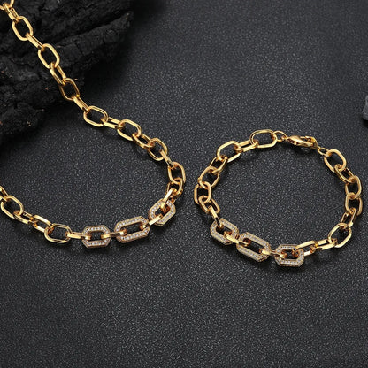 Hip-hop Punk Geometric Copper Plating Bracelets Necklace