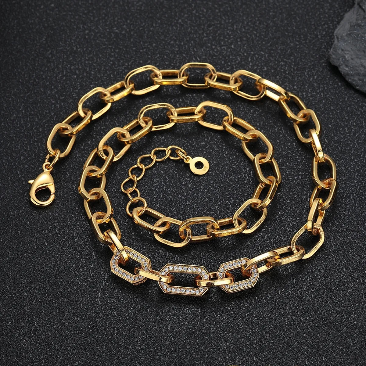 Hip-hop Punk Geometric Copper Plating Bracelets Necklace