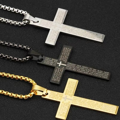 Hip-Hop Punk Geometric Cross Titanium Steel Polishing Men'S Pendant Necklace