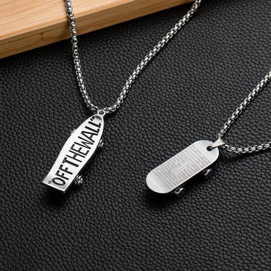 Hip-Hop Punk Geometric Skateboard Alloy Titanium Steel Enamel Unisex Pendant Necklace