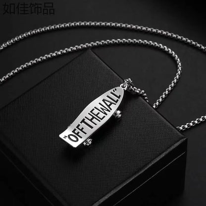 Hip-Hop Punk Geometric Skateboard Alloy Titanium Steel Enamel Unisex Pendant Necklace