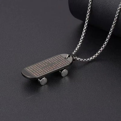 Hip-Hop Punk Geometric Skateboard Alloy Titanium Steel Enamel Unisex Pendant Necklace