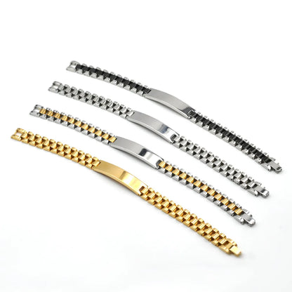 Hip-hop Punk Geometric Stainless Steel Plating Bracelets