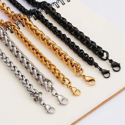 Hip-Hop Punk Geometric Titanium Steel Plating Chain 18K Gold Plated Men'S Bracelets