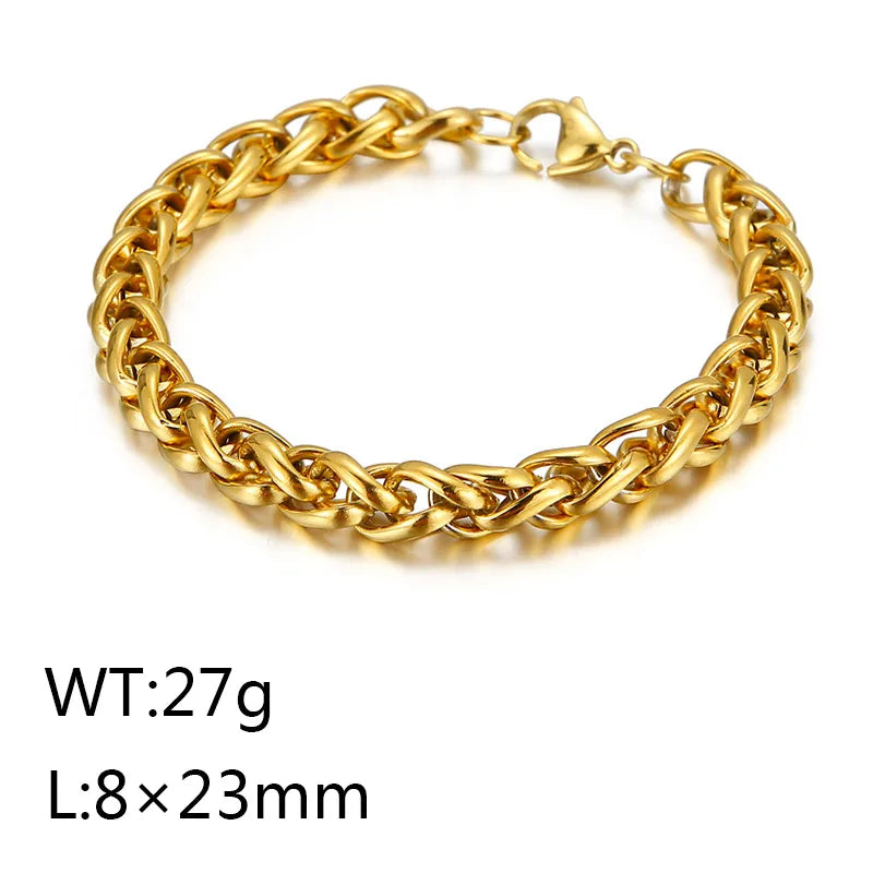 Hip-Hop Punk Geometric Titanium Steel Plating Chain 18K Gold Plated Men'S Bracelets