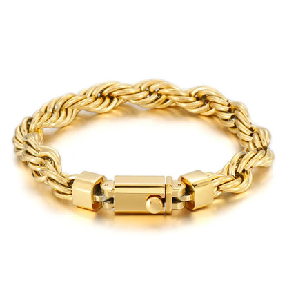 Hip-Hop Punk Geometric Titanium Steel Plating 18K Gold Plated Men'S Bracelets