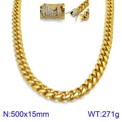 Hip-Hop Punk Geometric Titanium Steel Plating 18K Gold Plated Men'S Necklace