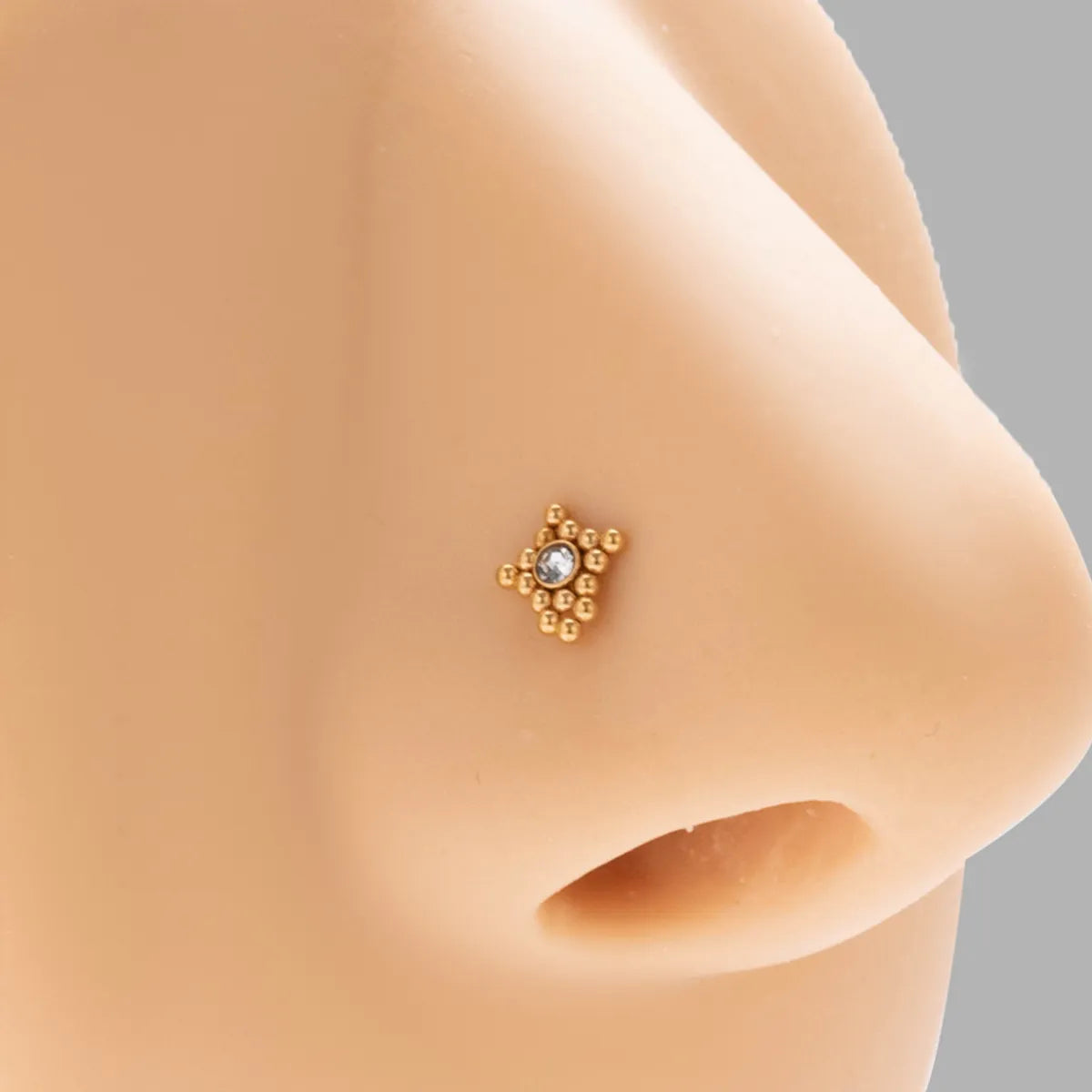 1 Piece Nose Rings & Studs Hip-Hop Punk Irregular 316L Stainless Steel  Copper Plating Inlay Zircon