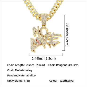 Hip-Hop Punk Letter Alloy Plating Inlay Rhinestones Men'S Pendant Necklace