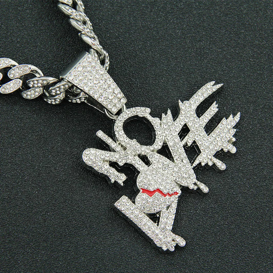 Hip-Hop Punk Letter Alloy Plating Inlay Rhinestones Men'S Pendant Necklace