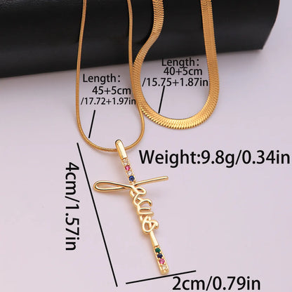 Hip-hop Punk Letter Stainless Steel Copper 18k Gold Plated Silver Plated Zircon Pendant Necklace In Bulk