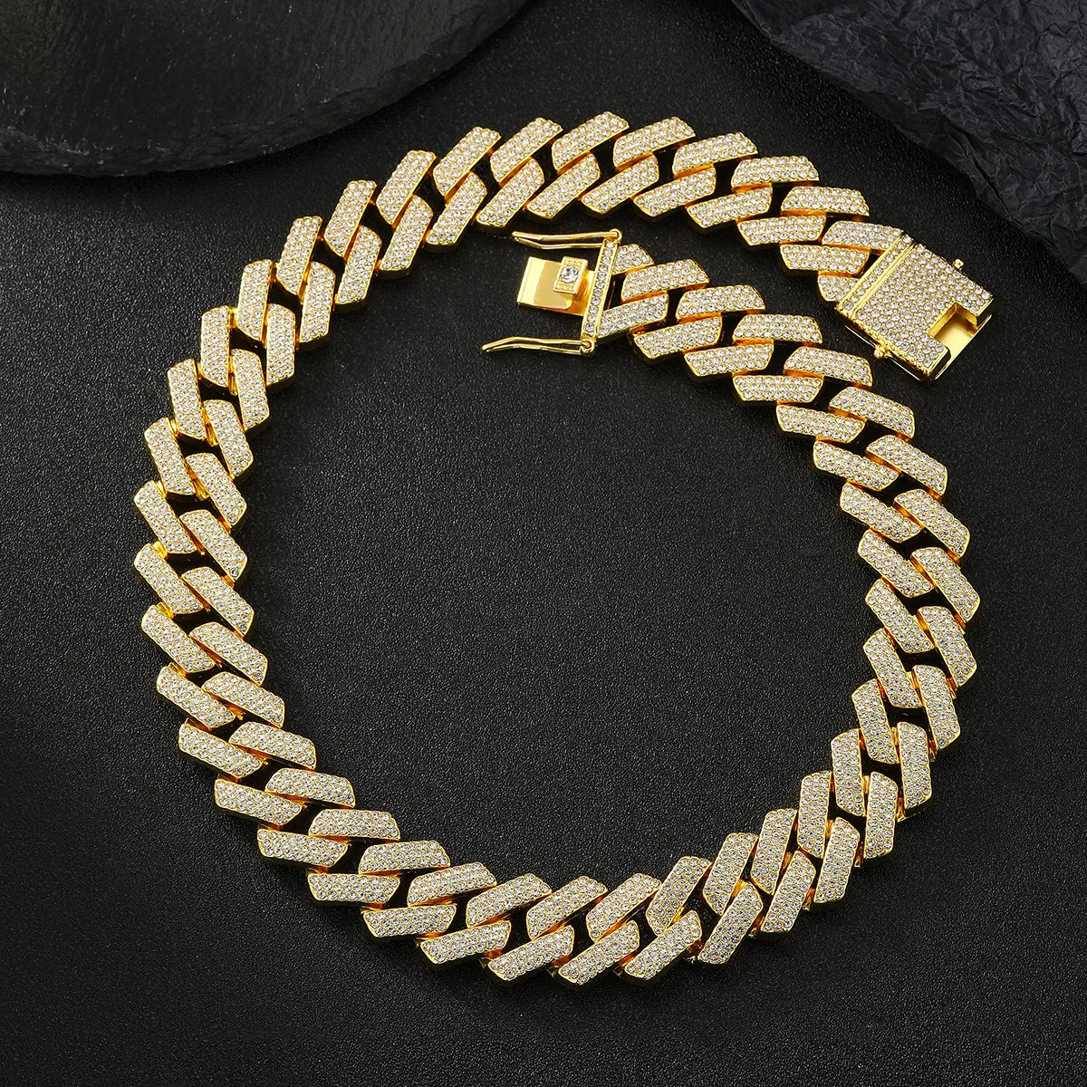 Hip-hop Punk Necklace Alloy Plating Inlay Rhinestones Gold Plated Men's Necklace