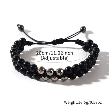 Hip-Hop Punk Round Agate Beaded Braid Unisex Bracelets