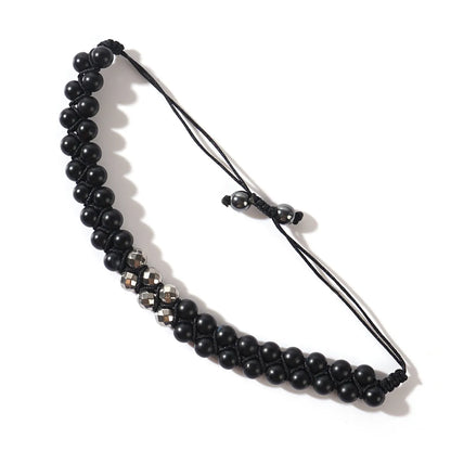 Hip-Hop Punk Round Agate Beaded Braid Unisex Bracelets