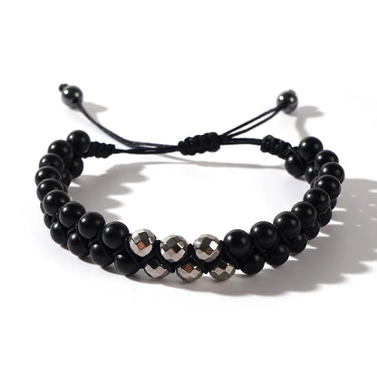 Hip-Hop Punk Round Agate Beaded Braid Unisex Bracelets