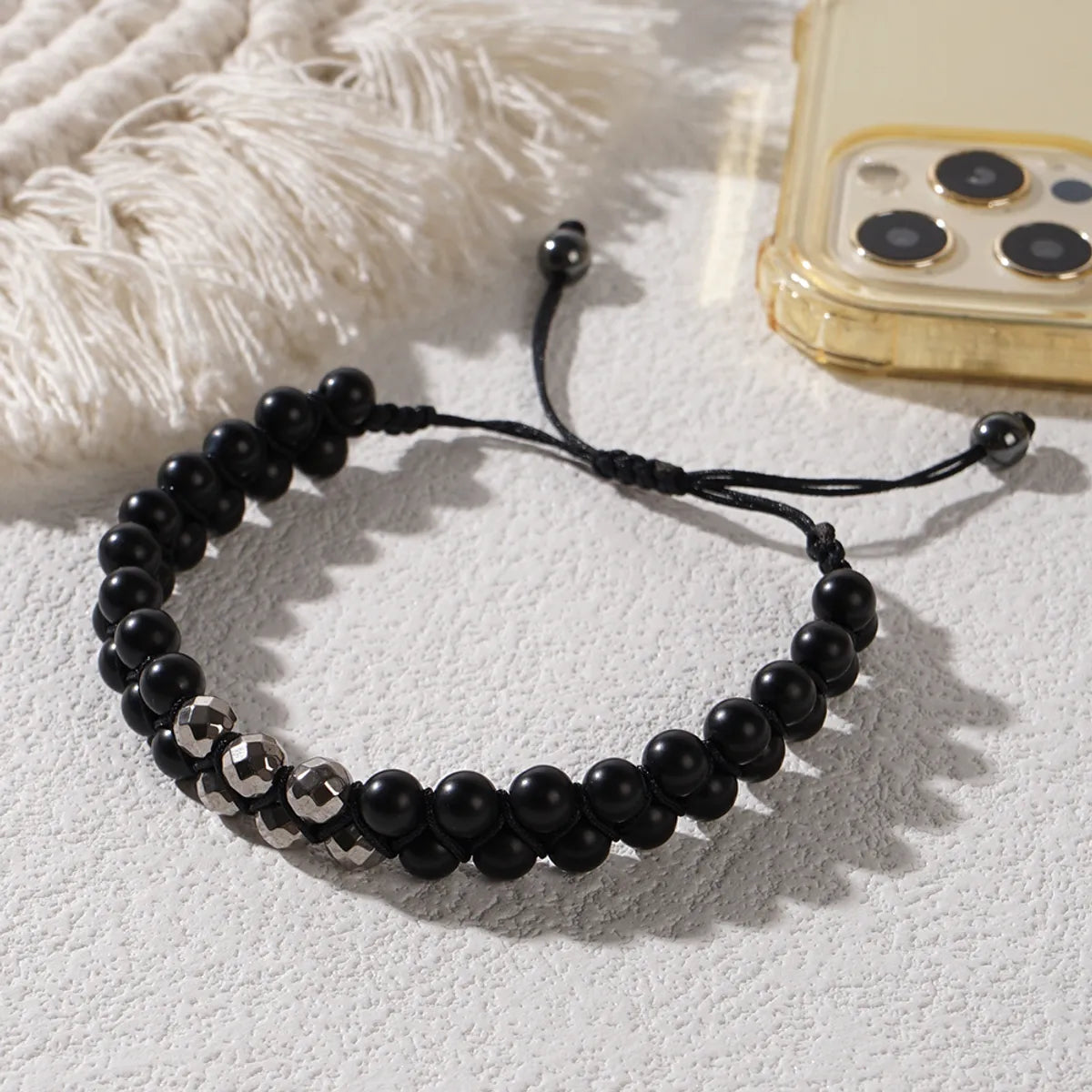 Hip-Hop Punk Round Agate Beaded Braid Unisex Bracelets