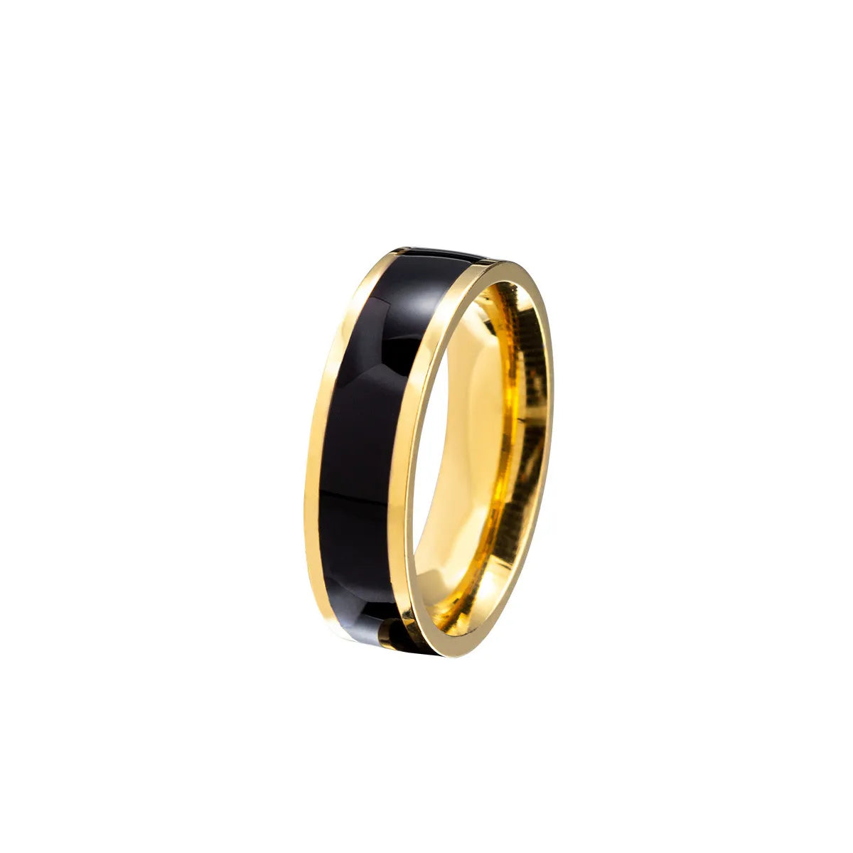 Hip-Hop Punk Round Lines 304 Stainless Steel Plating Gold Plated Unisex Wide Band Ring