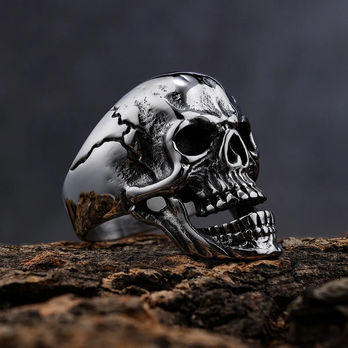 Hip-Hop Punk Skull 304 Stainless Steel Men'S Rings