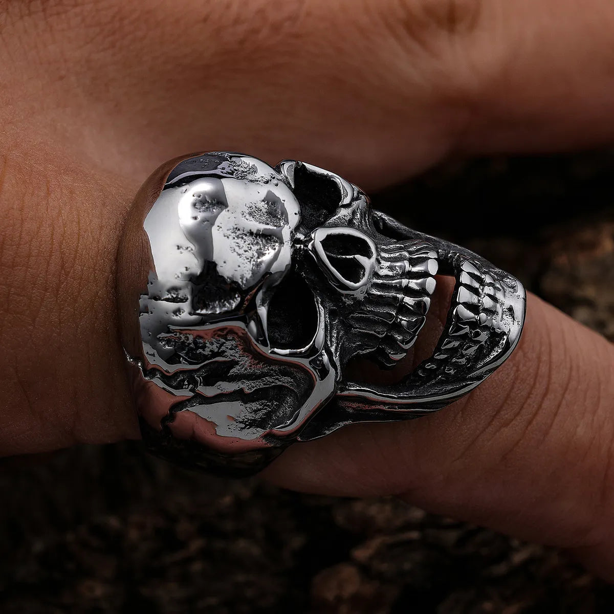 Hip-Hop Punk Skull 304 Stainless Steel Men'S Rings