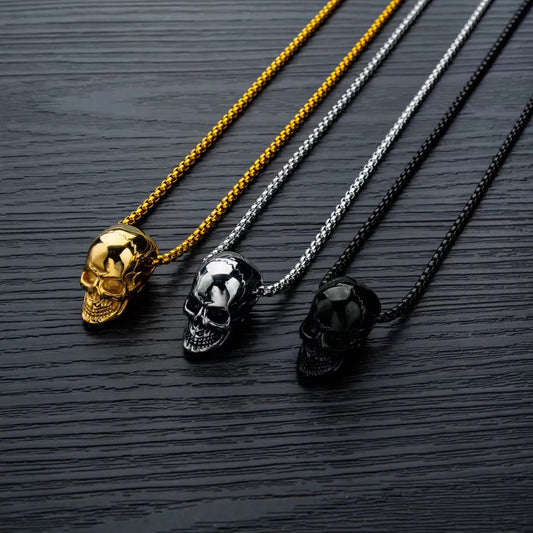 Hip-Hop Punk Skull Titanium Steel Plating Unisex Pendant Necklace