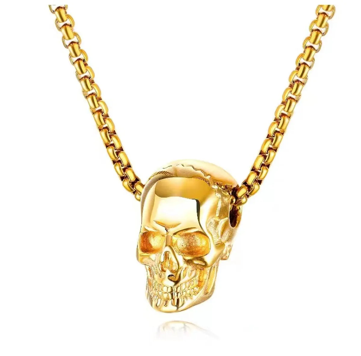 Hip-Hop Punk Skull Titanium Steel Plating Unisex Pendant Necklace