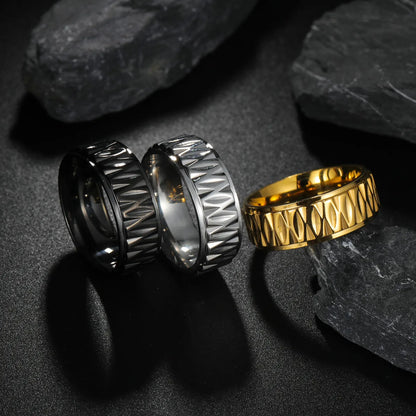 Hip-Hop Punk Solid Color 201 Stainless Steel Gold Plated Men'S Rings