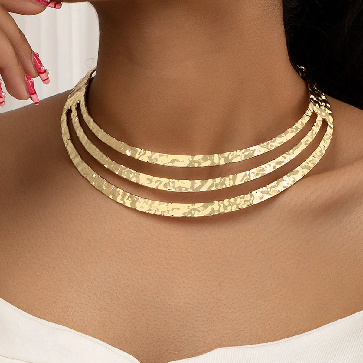 Hip-Hop Punk Solid Color Alloy Plating Gold Plated Women'S Choker