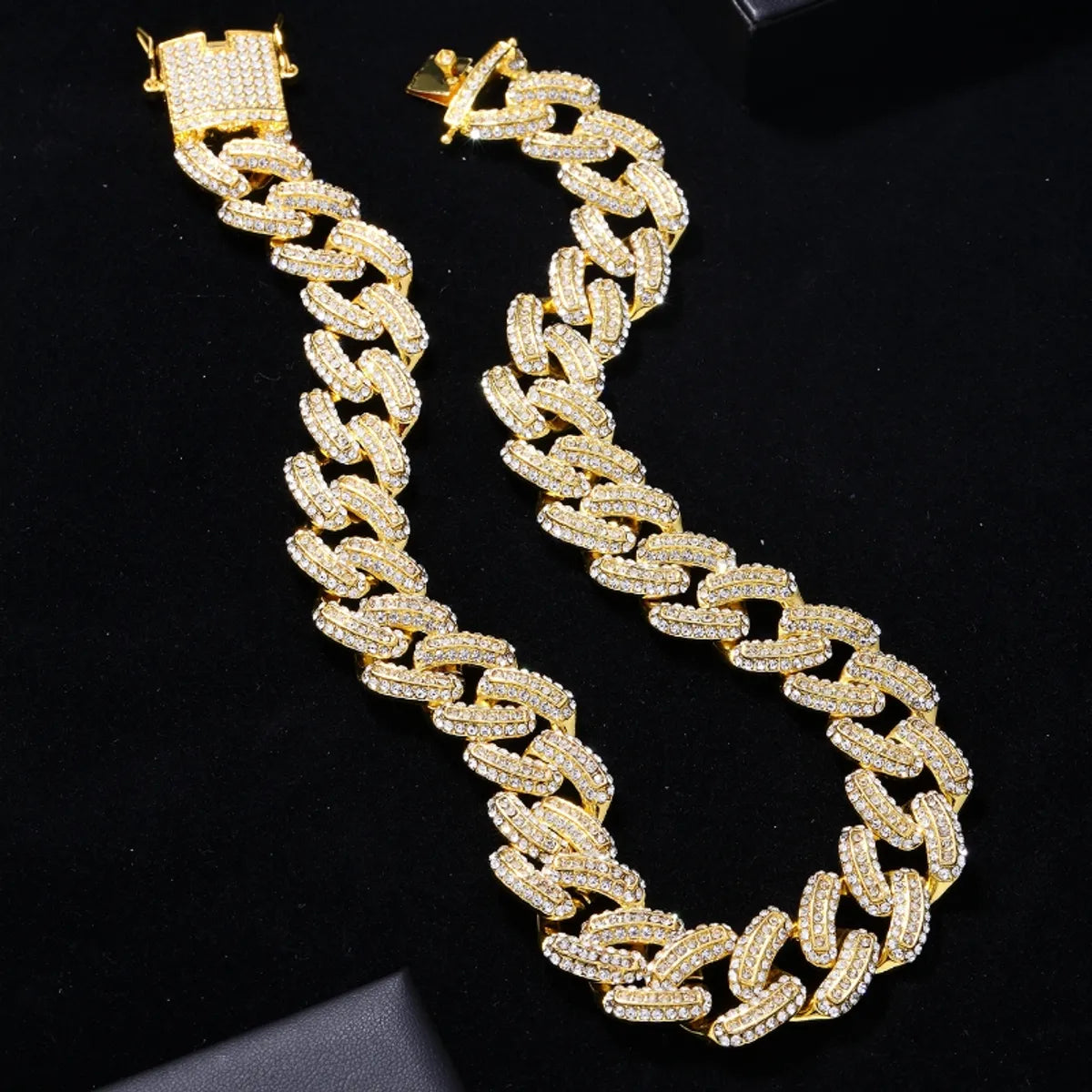 Hip-hop Punk Solid Color Copper Zircon Bracelets Necklace In Bulk