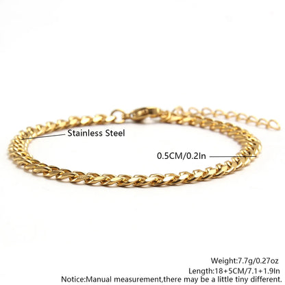 Hip-hop Punk Solid Color Stainless Steel Plating 18k Gold Plated Bracelets